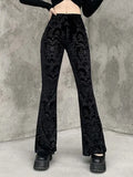 vintage flared trousers with embossed velvet and flared