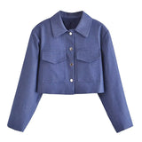 New Shoulder Padded Short Jacket 1165329 Pleated Wide-Leg Trousers
