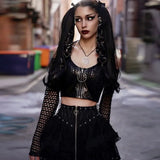 Zipper Lace Splicing Tie Short Skirt Dark Summer Street Fashion Leisure Pleated