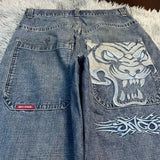 Printed Baggy Jeans For Men's 2K Casual Wide-Legged