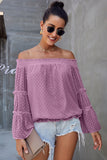 Off Shoulder Blouse Women Fashion Solid Color Long Sleeve Plus Size Casual Sexy Shirts Female Chiffon Tops And