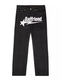 Jeans Badfriend Letter Printed Pants Hip-Hop Baggy Jeans Original Old-Fashioned Punk Street