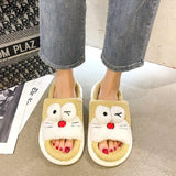 new summer/spring slippers open toe cute cartoon plush cotton drag kawaii autumn and winter cotton