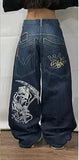 Y2K Baggy Jeans Men's Pattern Hip-Hop Street Harajuku Men's Wide-Legged