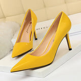 Zingj Simple High Heel Bright Finish Paint Leather Shallow Mouth Tip Sexy Thin Professional OL High Heels Women's Singles