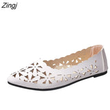 Women Hollow Flats Sandals Soft Ballet Shoes Female Fashion Casual PU Flats Slip On Breathable Comfort Ladies
