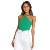 Zingj Summer New Sexy Hot Girl Hanging Neck Sling Vest Slim Knit Female Top-Outfit