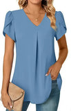 Zingj Wise Hot Style Summer Simple Women V-Neck Petal Sleeve Shirt Women's