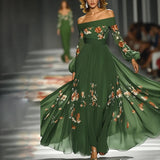 Women's Long-Sleeved Collar Digital Print Dress