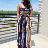 Zingj Hot Style Autumn Slim Sleeveless Strapless Print Women's Jumpsuit