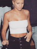 New Fashion Women Spaghetti Strap Crop Top Sexy Bodycon Sleeveless Cami Tube Top Basic Plain