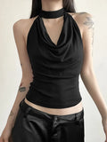 Color Simple Casual All-match Cool Confident Sexy Beautiful High Street Summer Travel Women's Thin Halter
