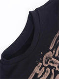 printed vintage crop top with skeleton