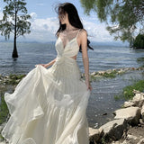 Zingj French Heavy Industry Dress With Pure Color Butterfly Sling Dress Two Color Female Sanya Vacation