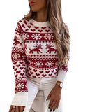 Zingj Wish Women's New Christmas Elk Sweater Long Sleeve Knit Round Collar