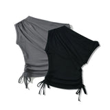 Early Spring New Street Wind Slant Collar Rope Slimming To Show A Thin Solid Color