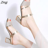 Summer Women Flat Sandals Shoes Women Square Heel Sandalias Buckle Sandals High Heels Strap Sandals Block Heel
