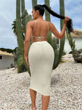 Irregular Sexy Knitted Sweater Sling Vest Women Tight-Bag Ass Skirt