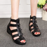 summer Fashion sandals genuine leather soft outsole comfortable open toe wedges mother shoes flat