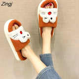 new summer/spring slippers open toe cute cartoon plush cotton drag kawaii autumn and winter cotton