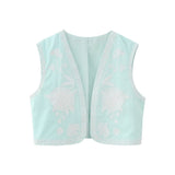 New Simple Embroidered Cardigan Vest