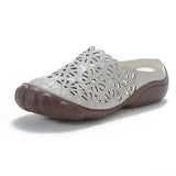 Zingj Summer New Cowhide Flat-Soled Women's Shoes Leisure Leather Hollowed-Out Breathable Slippers Hole
