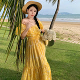 Zingj Embroidered One-Out Collar, Off-The-Shoulder Holiday