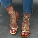Zingj Drill Flat Bottom Clasp Large Size Women's Sandals At