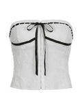 Tie Up Broderie Lace Bandeau Top-Outfit