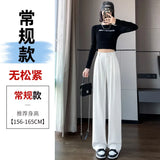 High Sense Suit Pants Female Spring And Summer High Waist Down Small Thin Black Straight Pants Narrow Version Wide Leg Pants-Outfit