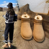 Zingj Women's Fur Integrated Ankle Boots Winter 2024 New Thickened Warm Cotton Shoes Waterproof And Velvet Bread