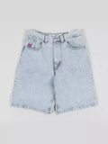 Street Polar Boy Denim Shorts Y2K Hip-Hop Cartoon Graphic Embroidery Retro