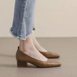Zingj Spring And Summer New Style Small Heels Simple Ladylike Soft Leather Non-Sharpening Tiptoe Single Shoes Short