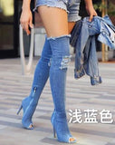 Zingj 2017 New Fish Mouth Cow Carefully Follow The Knee Boots With The Same Thin Leg Elastic Sandals In Size- Outfit