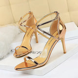 Zingj Fashion Sexy Nightclub Show Thin Summer Heels Fine Heel Ultra High Heel Hollow Cross Strap