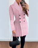 Zingj Hot Style Autumn And Winter Long Sleeve Double Breasted Suit Collar Print Small Coat Women's