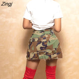 Women Camouflage Skirt Y2K Camouflage Print Mini Dress Streetwear Skirts For Women