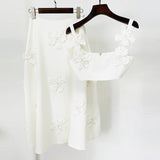 New Star Fashion Sling Vest Blouse Three-Dimensional Floral Half-Skirt Set Two-Piece