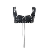 Zingj Women's PU Leather Willow Nails Low Breast Sexy Vest Hot Girl Show Back Inside The Trend- Outfit