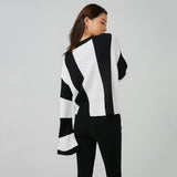 And Winter New Women's Wear New Leisure Style Long-Sleeved Round-Neck Vertical Striped Casual