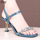 Summer Women's Heels High-heeled Sandals Korean Version Stiletto Open Toe Solid Color Buckle Women's High-heeled