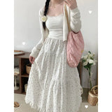 Aesthetic Floral Ruffled Maxi SkirtOutfit