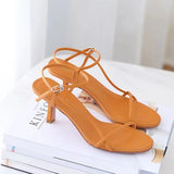 Women 2025 New Summer Net Red With A Thin Buckle With High Heel Sandals Sexy Dew Korean