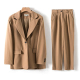 Women Blazer And Guard Pants Sets Two Pieces OL Single Breasted Jacket Formal Suit Pleated Trousers Spring Autumn