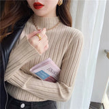 Zingj Sweater Women's Thin Half-High Collar Solid Color Knitted Sweater 2023 Autumn And Winter New Stylish Slimming