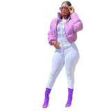 Coat Neon Color Women Cropped Puffer Jacket High Street Winter Warm Thick Parka Down Coat Short Jacket Outwear