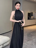 Party Sleeveless Black Midi Dresses for Women 2023 Summer Korea Elegant Evening Prom Female Clothes Casual Chiffon