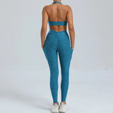 Zingj Adjustable Shoulder Strap Peach Hip Side Pocket V Waist Tights Yoga Fitness Suit-Outfit