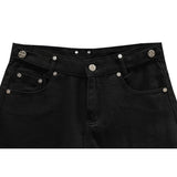 Black Shorts Jeans Pocket Crucifix High Waist Drawstring Casual Fashion Self Cultivation Denim Hot Pants Ladies