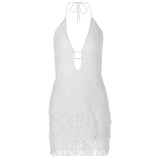 Zingj Women's Wear 2024 Summer New Sexy Hollow Out Tie Hanging Neck Lace